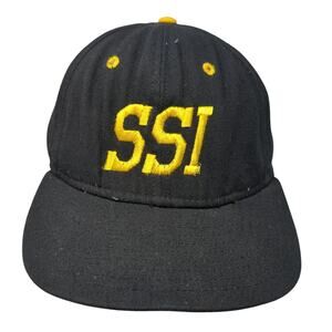 SSI Snapback Hat Black One Size Adjustable Embroidered Vented Holes DeLONG